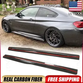 Autoturning7 569806987337 For Bmw F82 F83 M4 2014-19 Real Carbon Side Skirt Extension Lip Spoiler Splitter