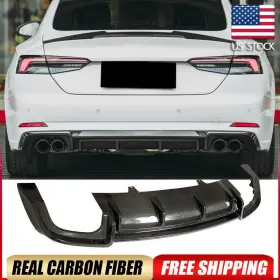 Autoturning7 569806992621 For Audi S5 A5 B9 Sline 2017-2018 Real Carbon Rear Bumper Diffuser Lip Body Kit
