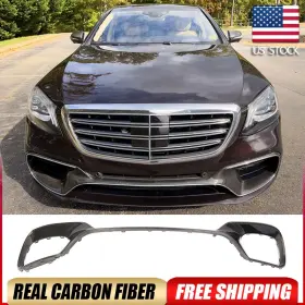 W222 Autoturning7 569807507596 For Benz S63 S65 2018up Real Carbon Front Bumper Lip Air Vent Cover Trim