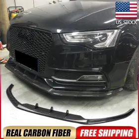 Autoturning7 569807723033 Fit For Audi A5 Sline S5 2012-2016 Real Carbon Front Bumper Lip Spoiler Body Kit