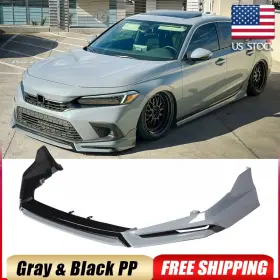 Autoturning7 569807726089 For 2022-24 Honda Civic 11th Yofer Sonic Gray Front Bumper Lip Spoiler Splitter