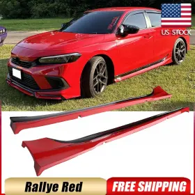 Autoturning7 569807731212 For 2022-25 Honda Civic 11th Yofer Rallye Red Side Skirt Extension Lip Spoiler