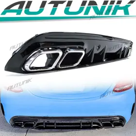 W205 Autunik Di62 2015-2021 Rear Bumper Diffuser With Tips For Mercedes-benz C43 Amg C300 C250