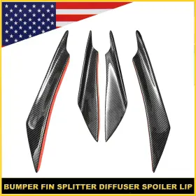 Auxito-rlfd4 Auxito 4pcs Carbon Fiber Car Bumper Fin Splitter Diffuser Valence Spoiler Lip Canard Us
