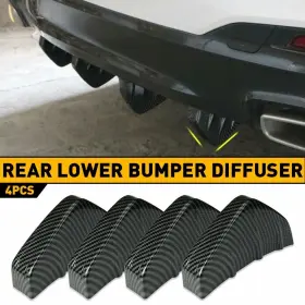 Dprlb-4txw Auxito Carbon Fiber Universal Rear 4pcs Bumper Diffuser Fin Spoiler Lip 4 Wing Splitter