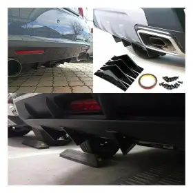 Dprlb-b-sjx-4pcs5 Auxito 4x Rear Bumper Diffuser Fin Spoiler Lip Wing Universal Splitter Black Eog