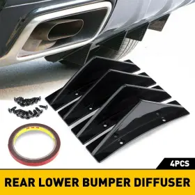 Dprlb-b-sjx-4pcs6 Auxito 4pcs Black Lower Rear Body Bumper Diffuser Shark Abs Fin Kit Spoiler Universal G