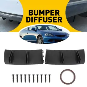 Rlb-2ds-b Auxito Rear Shark Fin Bumper Diffuser Spoiler Splitter Wing Trim Cover Glossy Black Usa
