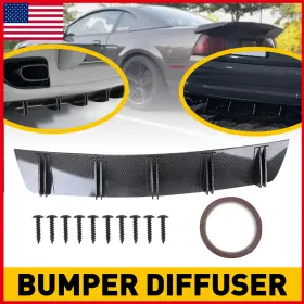 Rlb-2ds-txw Auxito Universal Carbon Fiber Rear Bumper Diffuser Shark Fin Spoiler Splitter Wing Trim