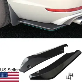 Th09bk Awesome Miniatures 2x Glossy Black Rear Bumper Diffuser Fin Canard Splitter Lip Protector Universal