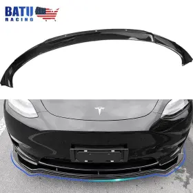 Lkt080-bk-us Batu 3pcs Gloss Black Pp Front Bumper Lip Splitter Spoiler For Tesla Model Y 19-23