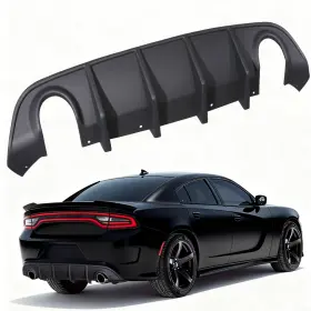 Zl-charger-rear-diffuser-003 Bbajeidky Rear Bumper Matte Black Diffuser Lip Pp Valance For 2015-2023 Dodge Charger Srt