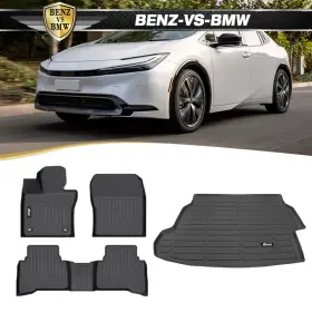 Bnz-cpd-tprs23-1-bk Benz-vs-bmw 198073016216 Fits 23-25 Toyota Prius 3d Molded Floor Mats All Weather Tpe Trunk Cargo Mat