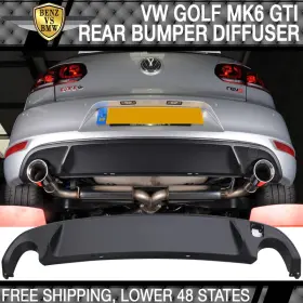 Bnz-8-rbd-vgti61014-tw Benz-vs-bmw Fits 10-14 Volkswagen Vw Golf 6 Mk6 Rear Bumper Diffuser Twin Muffler Outlet