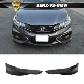 Bnz-blf-hc142h-pu Benz-vs-bmw Fits 14-15 Honda Civic Coupe Front Bumper Lip Hf-p Side Canards Unpainted Pu