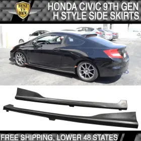 Bnz-bls-hc122h-pu Benz-vs-bmw Fits 12-15 Honda Civic Coupe Pu Hf-p Style Side Skirt Extension Unpainted Black