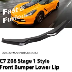 Bec440v01 Besteryus Carbon Fiber Look Front Bumper Lower Lip Splitter For 15-19 Corvette C7 Z06 Abs