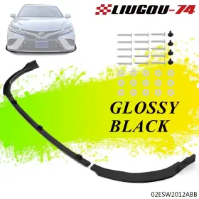 Big356170 Big-wheel 3x Fit For Toyota Camry Se Xse 2018-2024 Front Bumper Lip Trim Glossy Black