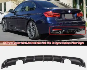 3810038 Bmw 2012-18 F30 Rear Diffuser Bumper Lip Spoiler For M-sport Carbon Fiber Style