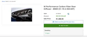 51-19-2-350-697 Bmw 51192350697 Authentic M Performance Carbon Fiber Rear Diffuser -