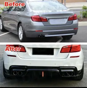 Xm6243273 Bmw For 11-16 F10 535i Rear Bumper Lip Diffuser With Led Brake Light Gloss Black