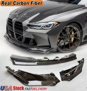 C-factory G80 G82 G83 M3 M4 V Style Dry Real Carbon Fiber Front Bumper Lip For 21-24 Bmw