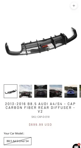 Cap-d-018 Can Auto Parts Cap Carbon Fiber Rear Diffuser With Led Brake Light For Audi B8.5