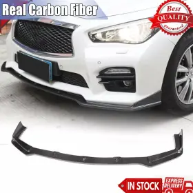 Hd030 Car-discover -hd030 Real Carbon Front Bumper Lip Spoiler For Infiniti Q50 Q50s Sport Sedan 2014-2017