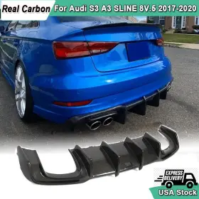 Hly052 Carbon-discovery For Audi A3 Sline S3 8v.5 2017-20 Real Rear Bumper Diffuser Lip Body Kits