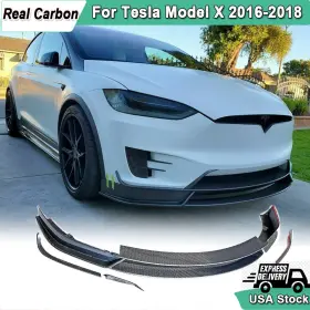 Zdh013 Carbon-discovery For Tesla Model X 2016-2018 Real Front Bumper Lip Lower Spoiler Splitters
