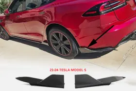Carbon Fiber 569806987641 Tesla Model S 2021-24 Real Rear Bumper Splitter Extensions