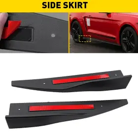Ld902031 Carcomponentmart For 2015-2023 Ford Mustang Roush Blk Side Skirt Rocker Panel Winglet Splitters