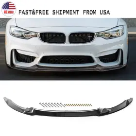 At19012003 Carmirrorshop For 15-19 Bmw F80 M3 F82 F83 M4 V Style Carbon Black Front Bumper Lip Splitter