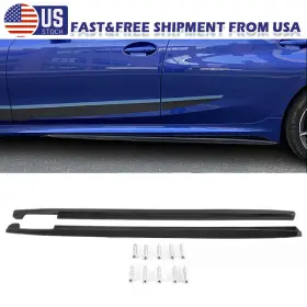 At19030401 Carmirrorshop Gloss Black Left And Right Side Skirt Extension For 2019-2024 Bmw G20 G28 M-sport