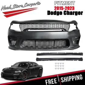 Carparts Love Auto J-02bum3737zbk Fit For 2015-2023 Dodge Charger Srt Widebody Full Front Rear Bumper Body Kit