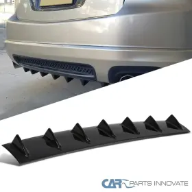 Carpartsinnovate 680750929488 33 Inch X 6 Glossy Black Abs 7 Shark Fin Rear Valance Diffuser Bumper Lip Spoiler