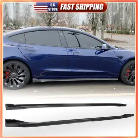Carracing Factory 569807009182 Fits Tesla Model 3 2017-2023 Real Carbon Fiber Side Skirts Extension Lip Spoiler