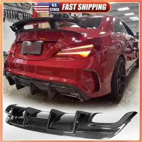 Carracing Factory 569807437336 Real Carbon Rear Bumper Diffuser Lip For Benz W117 C117 Cla250 Cla45 13-19 Refit