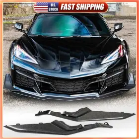 Carracing Factory 569807447144 For Chevrolet Corvette C8 Z06 Real Carbon Front Bumper Splitter Vent Fins