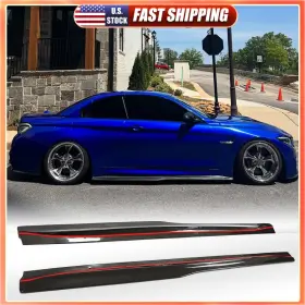 Carracing Factory 569807668389 For 2015-2020 Bmw F82 F83 M4 Real Carbon Fiber Side Skirt Extension Panels Lip