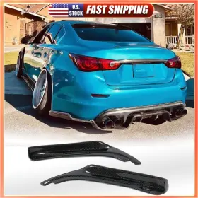 Carracing Factory 569807670771 For 2014-2024 Infiniti Q50 Real Carbon Rear Bumper Fins Side Corner Splitters