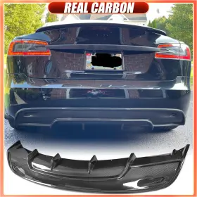 Carracing Factory 764880599626 Real Carbon Fiber Rear Bumper Diffuser Lip Body Kits For Tesla Model S 2016-2019