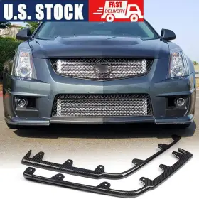 Carturning 569807670375 Real Carbon Front Bumper Splitter Canards Fins For Cadillac Cts-v 2pcs 2009-2015
