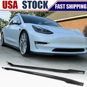 Carturning 569807675233 For Tesla Model 3 2016-2023 Real Carbon Fiber Winglet Side Skirt Extension Lip
