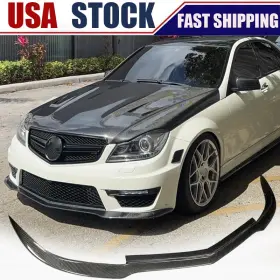 Carturning 703290347724 Real Carbon Front Bumper Lip Spoiler Fit For Mercedes Benz W204 C63 2012-14