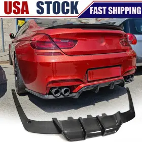 Carturning 710782492430 Fits Bmw F06 F12 F13 M6 2013-18 Rear Bumper Diffuser Lip Splitters Real Carbon