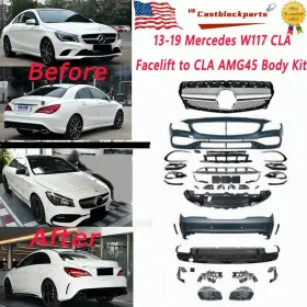 Castblock 13-19 W117 45 Front Rear Bumper Kit Fit 2013-19 Mercedes Benz Cla Class Facelift To Cla45