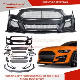 215520 Castblock Front Bumper Cover Kits Grille For 2015-2017 Ford Mustang Facelift Gt500 Style