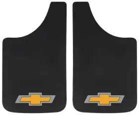 K86208 Classic Industries Gold Bowtie Mud Flaps Plastic - 11 Inch X 19