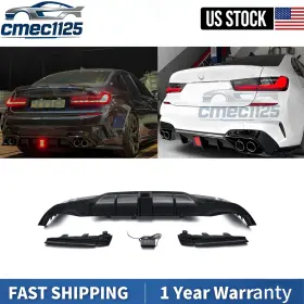 Cm-g20-rl-1-gb Cmec Gloss Black Rear Diffuser Led For 2019-2022 Bmw 3 Series 330i M340i G20 M Sport